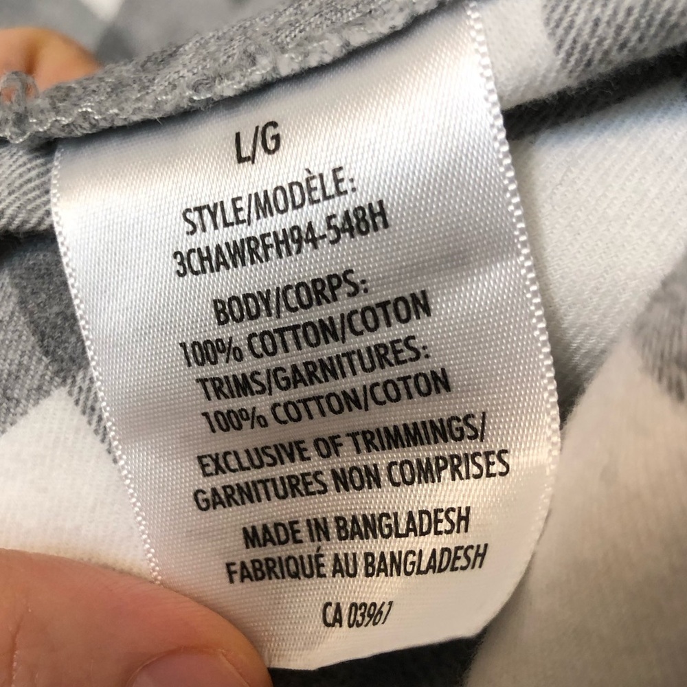 WindRiver Heritage Oversized Buffalo Plaid Flannel Shirt Grey/White Unisex Sz L - Picture 7 of 8
